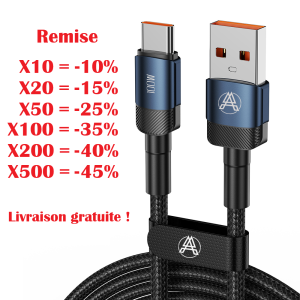 1 x Cable USB-A Cable USB-C 6A 100W 1 mètre.